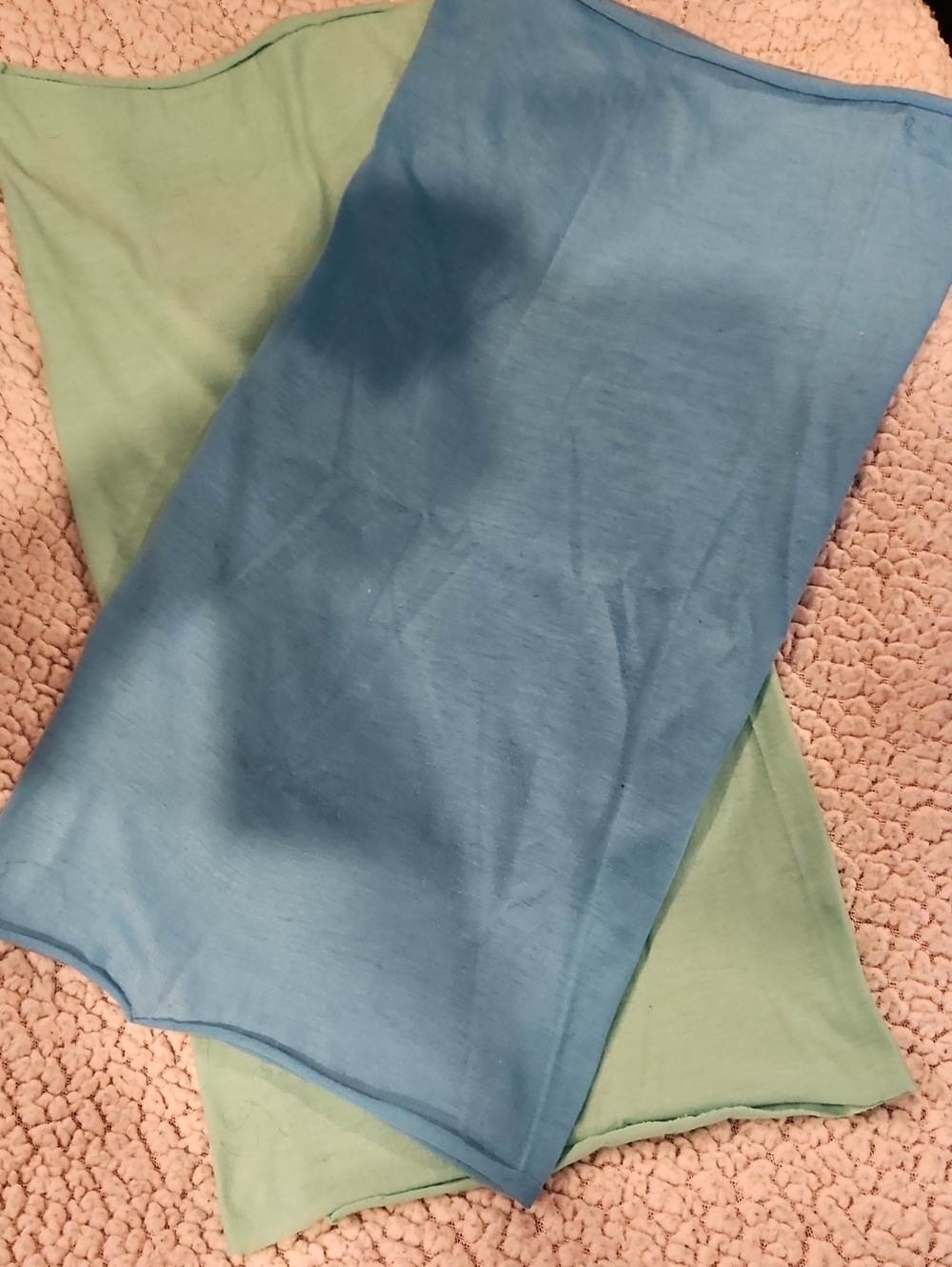 2 Neck Gaiter/Face Shields Blue and Light Green - Off Road Or Cold Weather Wear